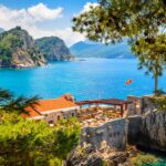 Beautiful mediterranean landscape - town Petrovac, Montenegro.